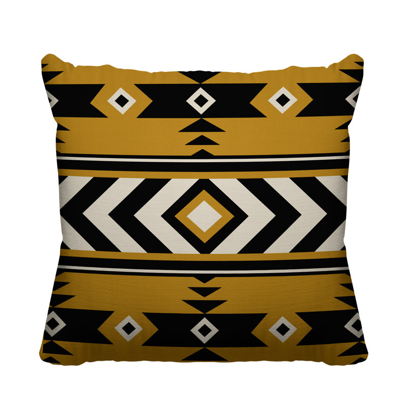 Coussin intérieur / extérieur Fika Southwestern, L 15 po x H 15 po, Jaune