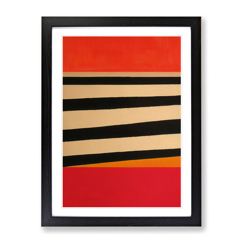 XV1022-3766X Retro Abstract Art No.2 - Print, 66cm H x 48cm W, Black Framed, White