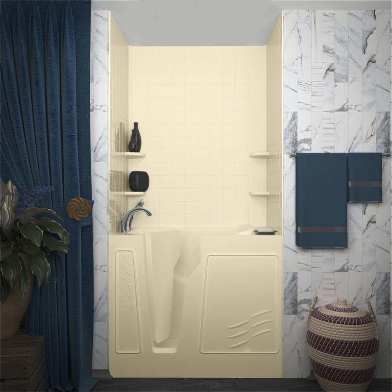 Prairie 46" x 26" Walk in Soaking Bathtub, Biscuit, Left