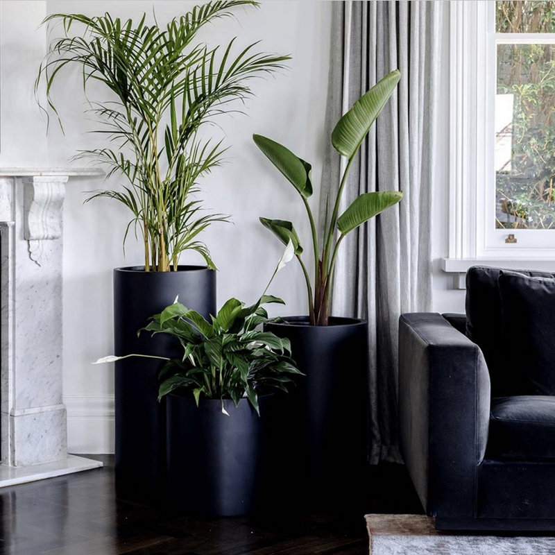 Paes Handmade Planter, 24" H x 16" W x 16" D, Black