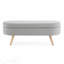 Élégant banc de rangement ovale avec pieds en bois d'hévéa pour sièges supplémentaires et tissu de rangement caché.-511003804