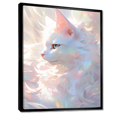 Lumineux chat félin irisé blanc