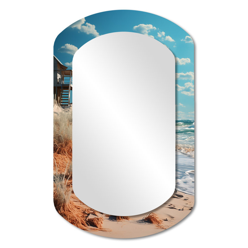 Beach House Coastal Peacefulness Tropical Serenity - Miroir mural asymétrique, 31 po x 19 po