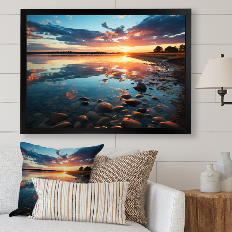 Paysage côtier du Delaware II - reproduction sur toile, H 30 po x l 40 po x P 1,5 po, Cadre photo noir