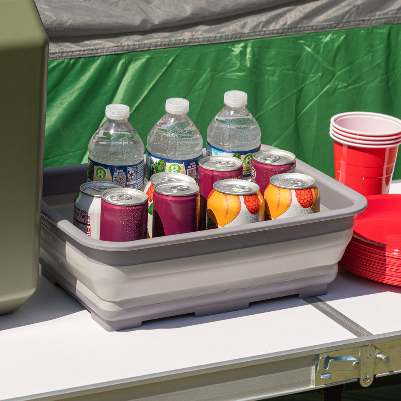 Collapsible Multiuse Wash Bin- Portable Wash Basin/Dish Tub/Ice Bucket with 7.27L Capacity, Grey