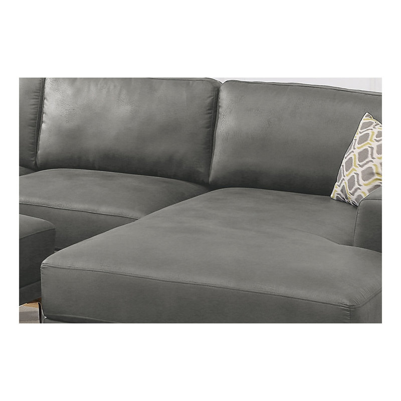 Canapé faisant face à gauche, ensemble de canapé modulaire en similicuir respirant gris antique 2 pièces