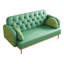Canapé moderne rembourré en polyuréthane à deux places avec motif tulipe et coussins décoratifs en forme de boulette, parfait pour les salons contemporains