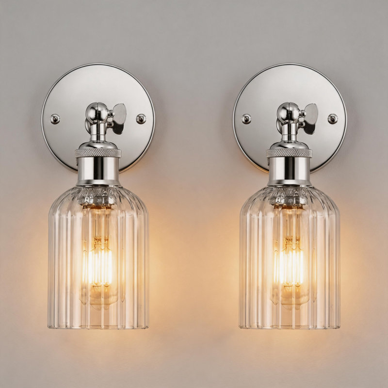 Armed Sconces with Cylinder Glass Shade