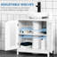Under Sink - 2 Doors White Cabinet Extra Storage Bathroom Adjustable