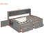 Lit de jour double avec armoires de chevet et tablettes supérieures en gris - qualité durable 2 armoires élégantes, 4 tiroirs et disposition de tablettes élégantes-1251783203