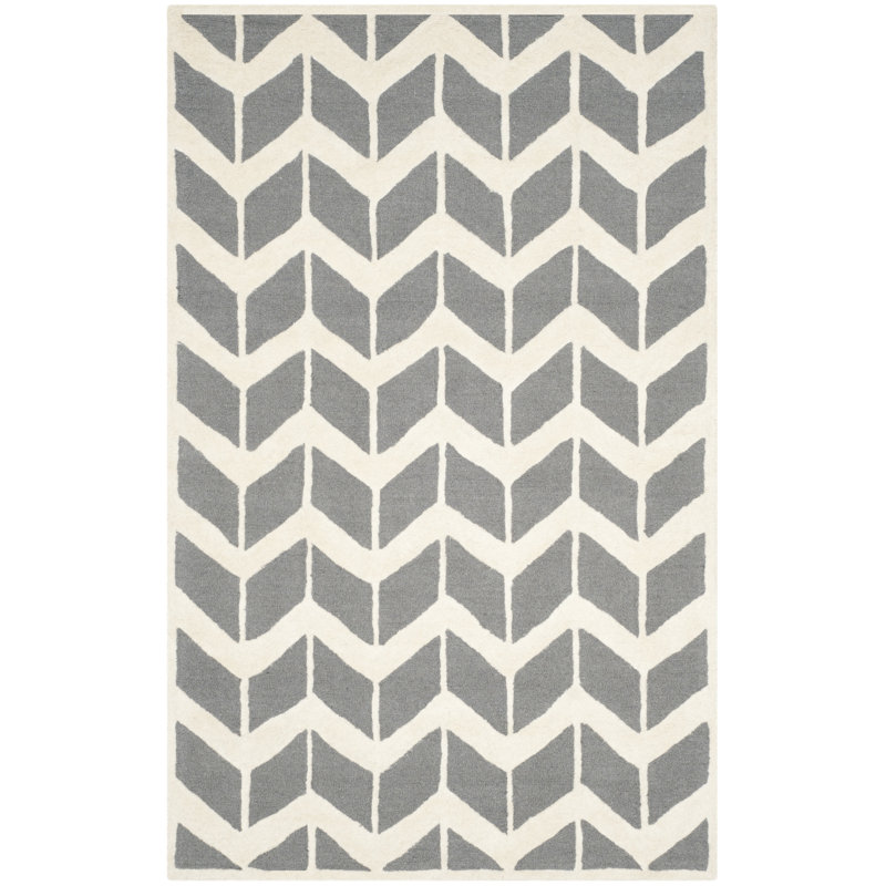 Tapis à chevrons en laine touffeté à la main Ellicott, Rectangle 3 pi x 5 pi