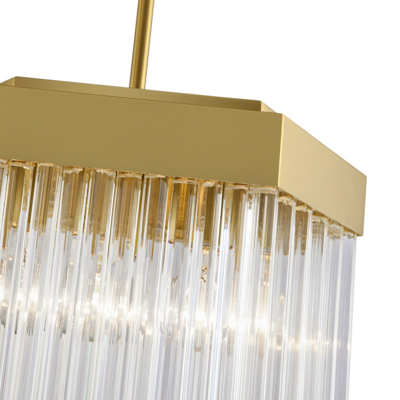 Kitt - Laiton brossé avec abat-jour en verre transparent, H 59,25 po x l 13,87 po x P 12,01 po, 3 lumières