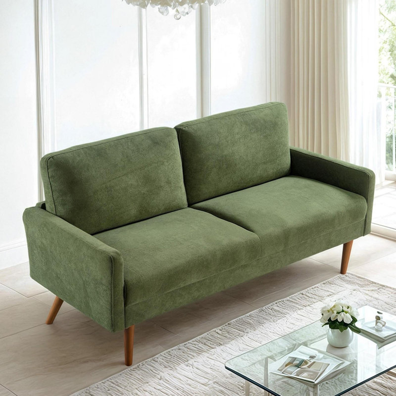 Modern design upholstered Sofa, Black, 33.07" H x 67.32" W x 29.92" D