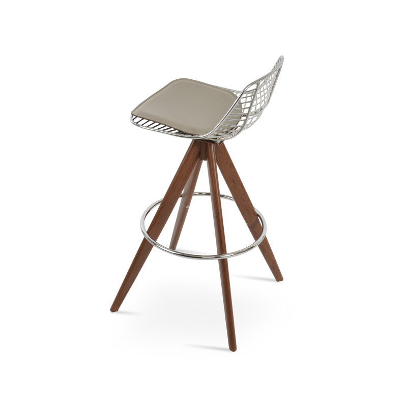 Tiger Mini Pyramid MW Stools, Bar Stool (29.5" Seat Height), Gray, Walnut/Black