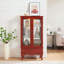 Élégante armoire lumineuse en verre avec tablettes réglables, 2 portes et 1 tiroir, avec ampoule et fini cerisier