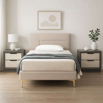 Ensemble de chambre à coucher 3 pièces - Lit double Verona avec table de chevet 2 Visalia