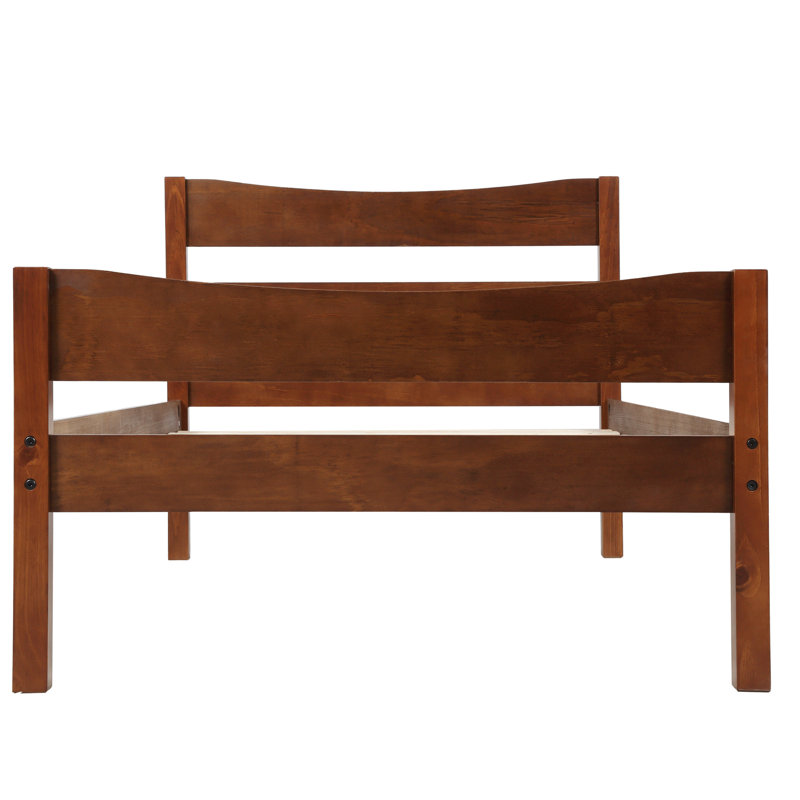 [Not Allowed To Sell To Walmart]Twin Size  Wood Platform Bed With Headboard And Wooden Slat Support