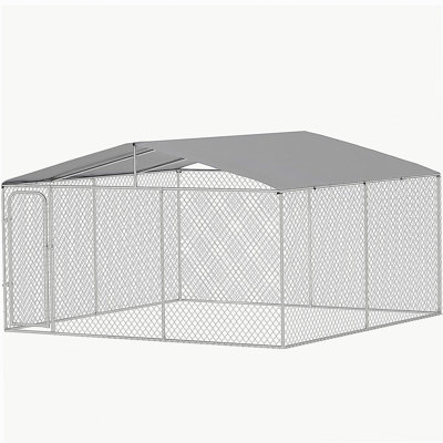 Steel  Dog Fence w/ Canopy Dog Kennel 157.5" L x 157.5" W x 91.25" H
