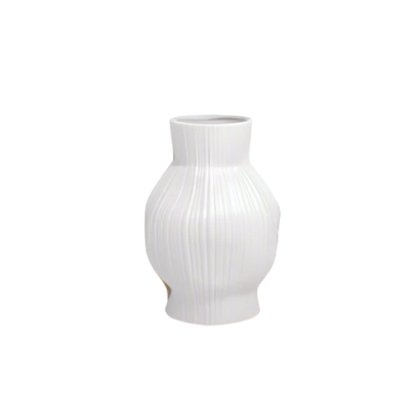 Vase en céramique à finition brillante blanc, Blanc, H 8 po x l 6,25 po x P 6,25 po