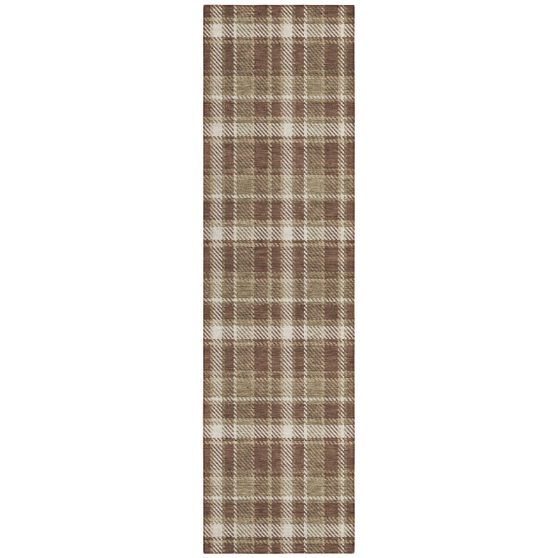 Washable Plaid Indoor / Outdoor Rug, Runner 2'3" x 7'6"