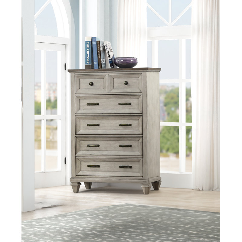 Gurkamal Wood 5-Drawer Chest, Beige