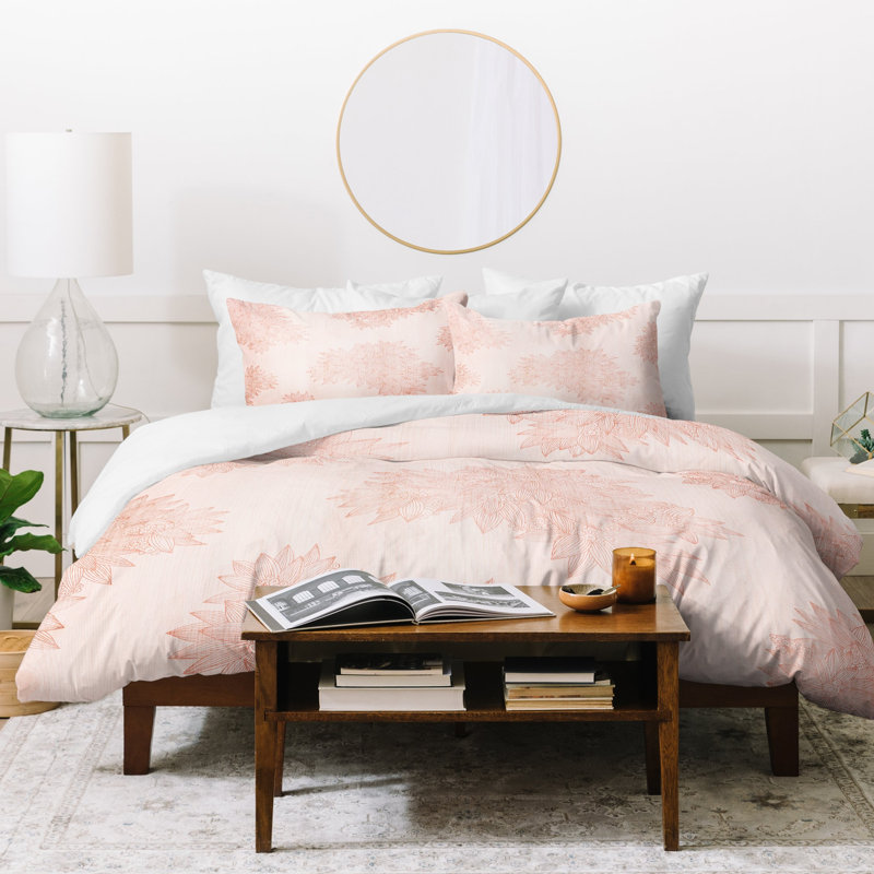 Farmhouse / Country Polyester Floral Duvet Cover, Twin Duvet Cover, Pink