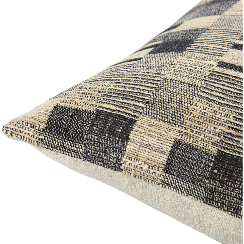 Coussin décoratif Marzano, Housse de coussin seulement - sans coussin, Carré 18 po, Noir / gris / beige