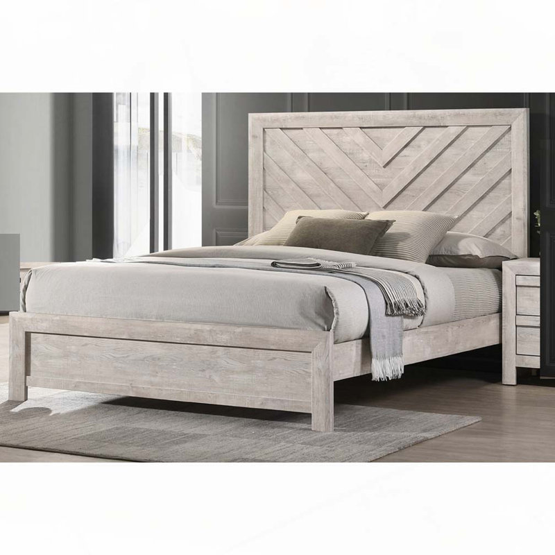 Rustic Wooden Panel Bed, Full