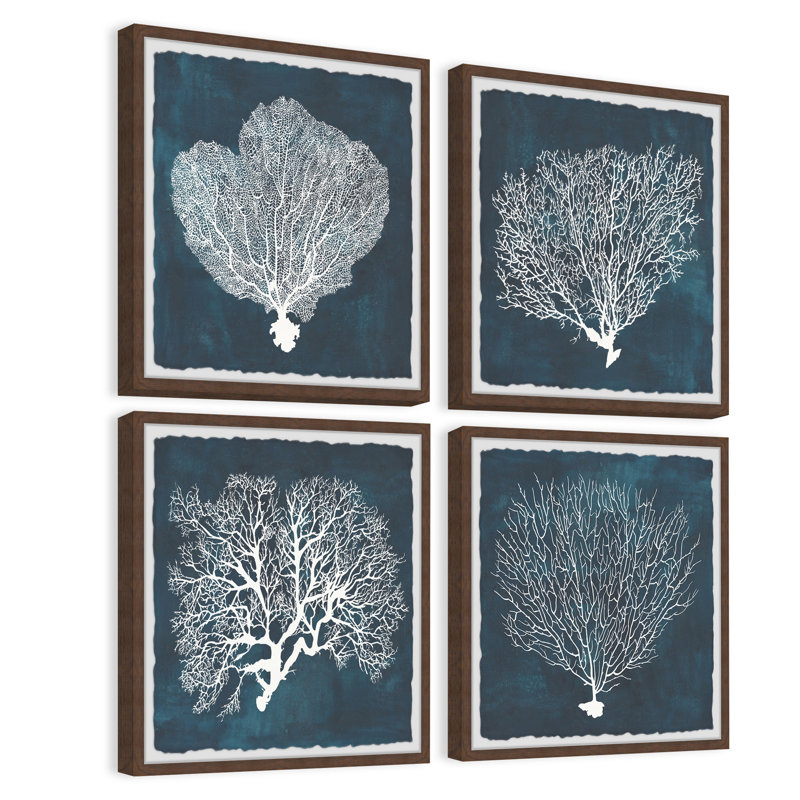 " Inverse Sea Fan V " 4 - Pieces, 12" H x 12" W x 1.5" D