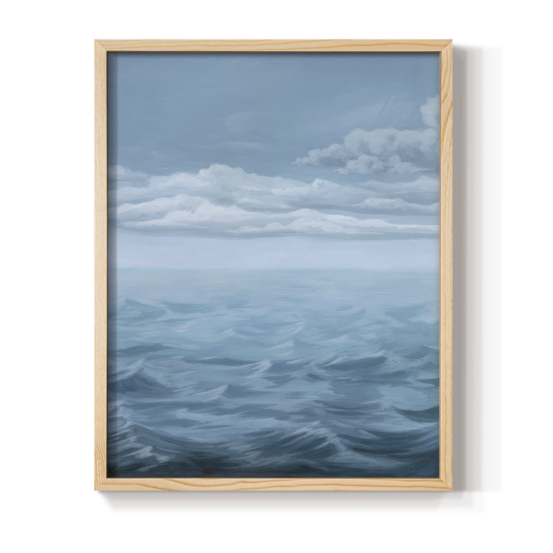 «Roiling Sea II», reproduction encadrée - bois massif, H 15 po x l 12 po, Naturel
