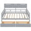 Élégant lit de jour gris, structure en lattes de bois, tablette de chevet et 2 tiroirs - multifonctionnel pour la décoration intérieure grise avec dossier, tablette, utilisation pratique et élégante-1011999818-1011999820