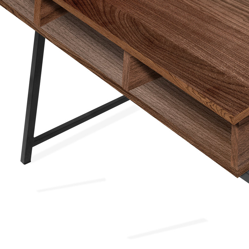 Rhine Computer Desk, Walnut, Black