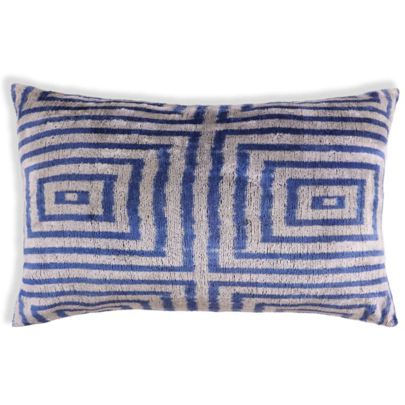 Coussin lombaire carré géométrique en velours de luxe 16 x 24