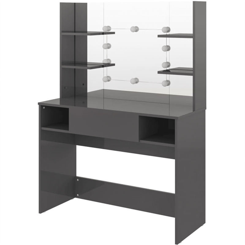 Wafrt Dressing Table with Mirror, Shining Grey