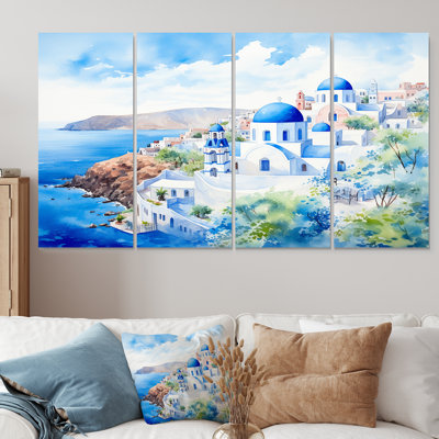 Greece Santorini Coastal View II - Greece 4 Piece Wall Art Set