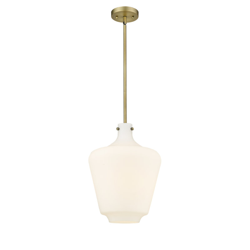 Luminaire suspendu sphère 1 lumière Hedin, Laiton brossé, Blanc mat, Ampoule non incluse
