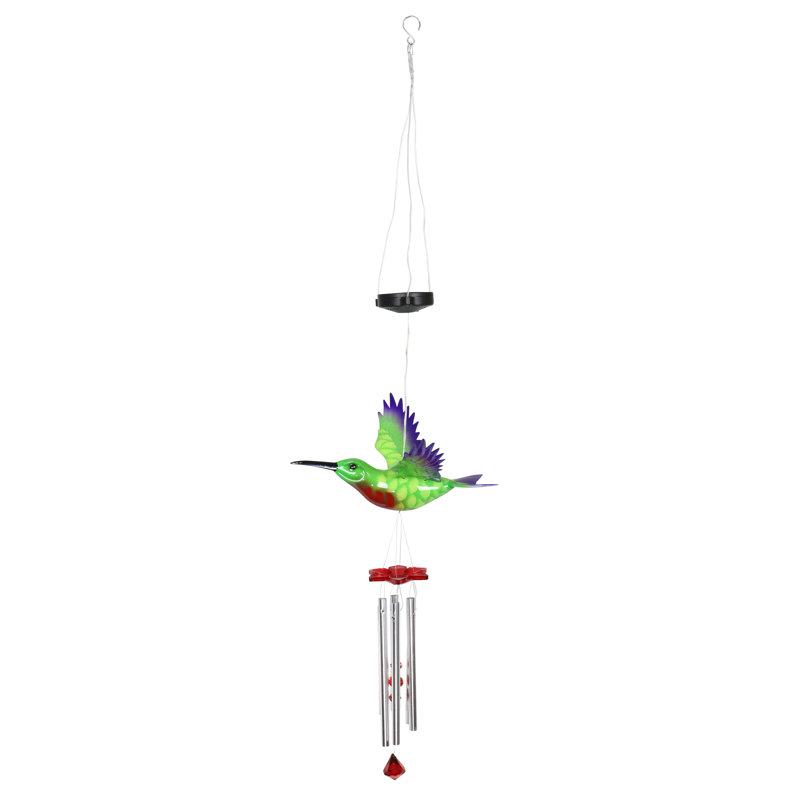 Carillon à vent Hummingbird de 10 po x 9 po Exhart Solar WindyWings