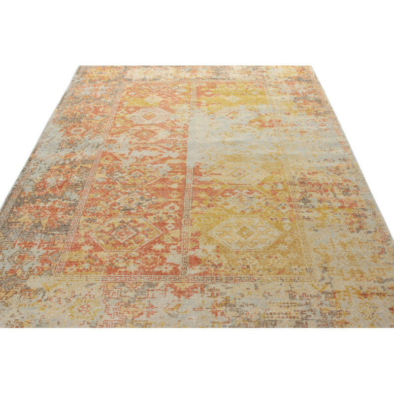 Distressed Homage Handmade Kilim Wool Geometric Area Rug, Rectangle 5' x 8'