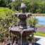 Fontaine d'extérieur en résine brun clair méditerranéen à 4 niveaux