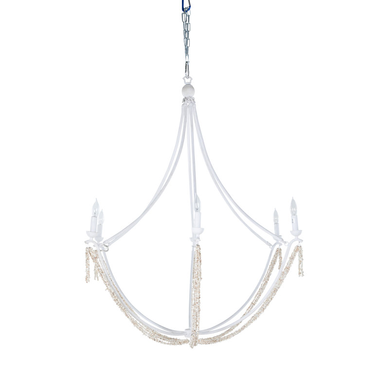 Nakita 6 - Light Candle Style Chandelier, Plaster White