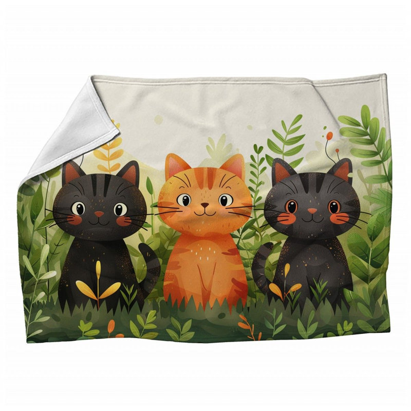 Jeté en polaire Kitten Trio - Jetés d'animaux pour canapés ou lits-12263, L 60 po x L 80 po