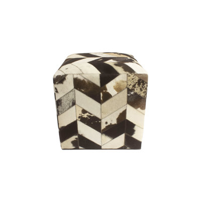 Golla 18" Wide Genuine Leather Square Geometric Pouf Ottoman by Wrought Studio