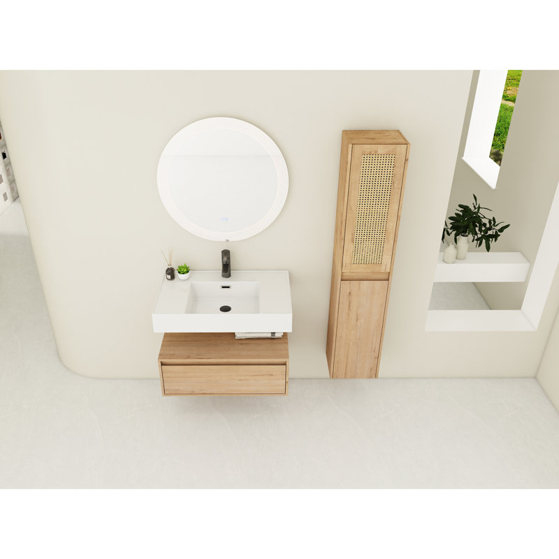 Meuble-lavabo de salle de bain avec lavabo et armoire en résine - Meuble fonctionnel de commode et compartiment latéral 30 po Choice