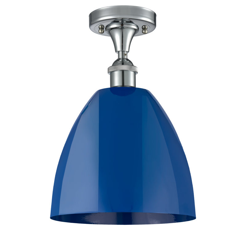 Plafonnier semi-encastré Crompond, Bleu, Chrome poli