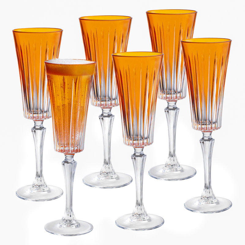 Colored Champagne Flute Glasses - Purple Toasting  Flute Glass - Set of 6 -  7 oz -Made in Europe, Amber