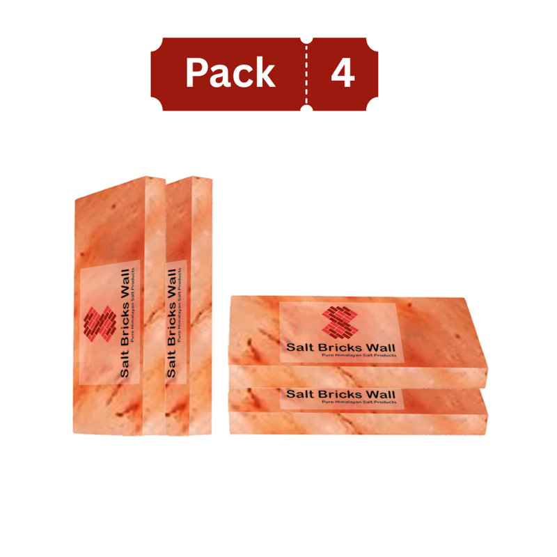 Ensemble de 4 tuiles de sel Himalayan rose en forme de sel naturel 8 po x 4 po x 1 po pour murs de sel, spa et sauna