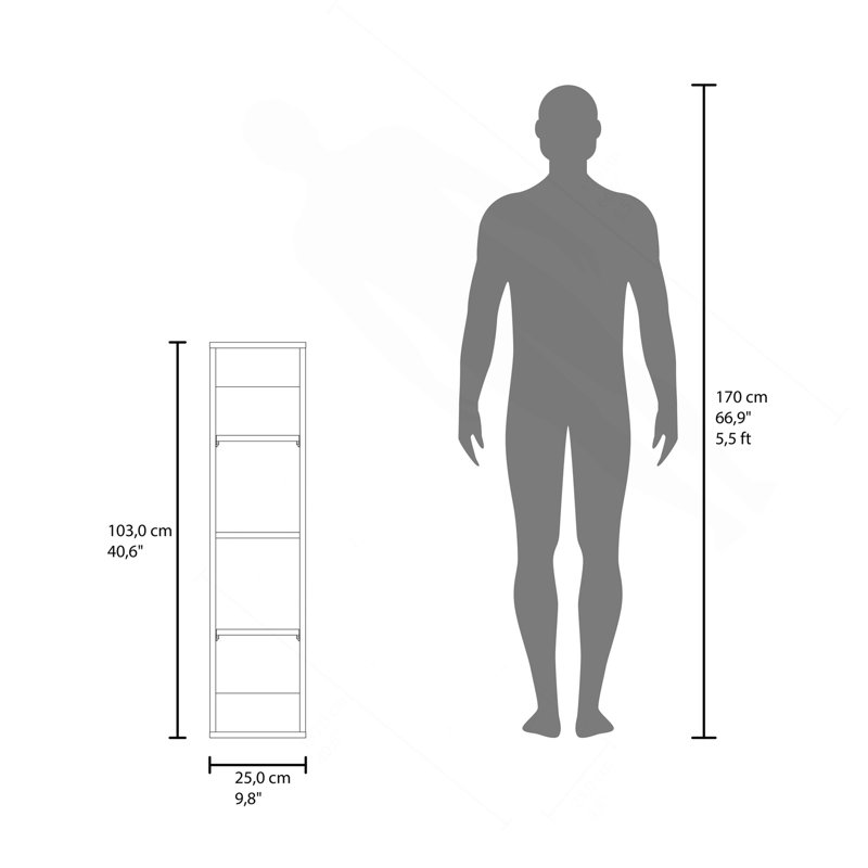 Cale Wall Cabinet, 4 Shelves, White