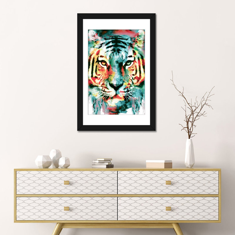 « tiger ii », impression sur toile, H 32 po x l 24 po x P 1 po, Papier avec cadre noir, Blanc