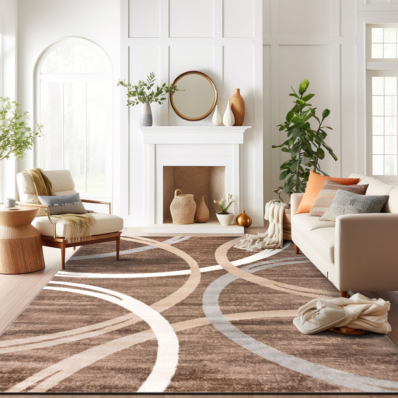 Devonshire Abstract Brown/Gray/Cream Area Rug, Rectangle 8'8" x 12'