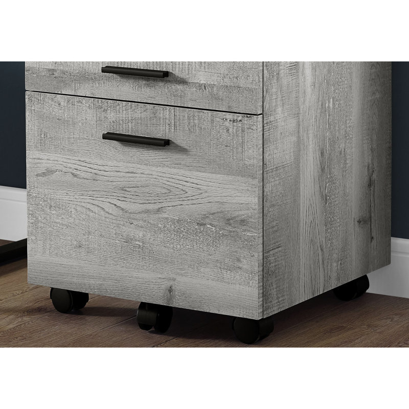 Grey File Cabinet With Rolling Feature, Storage For Documents And Contemporary Design Modern Office, Laminate Finish Printer Stand